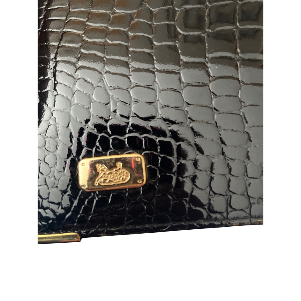 Vintage CELINE Paris Croc Embossed Leather Long Wallet Travel Case AS IS - Picture 5 of 6